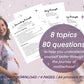 Journaling Prompts - 8 topics , 80 questions