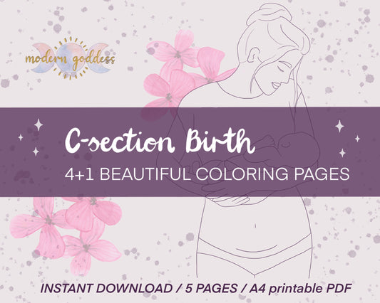 C-Section birth - 4+1 coloring pages