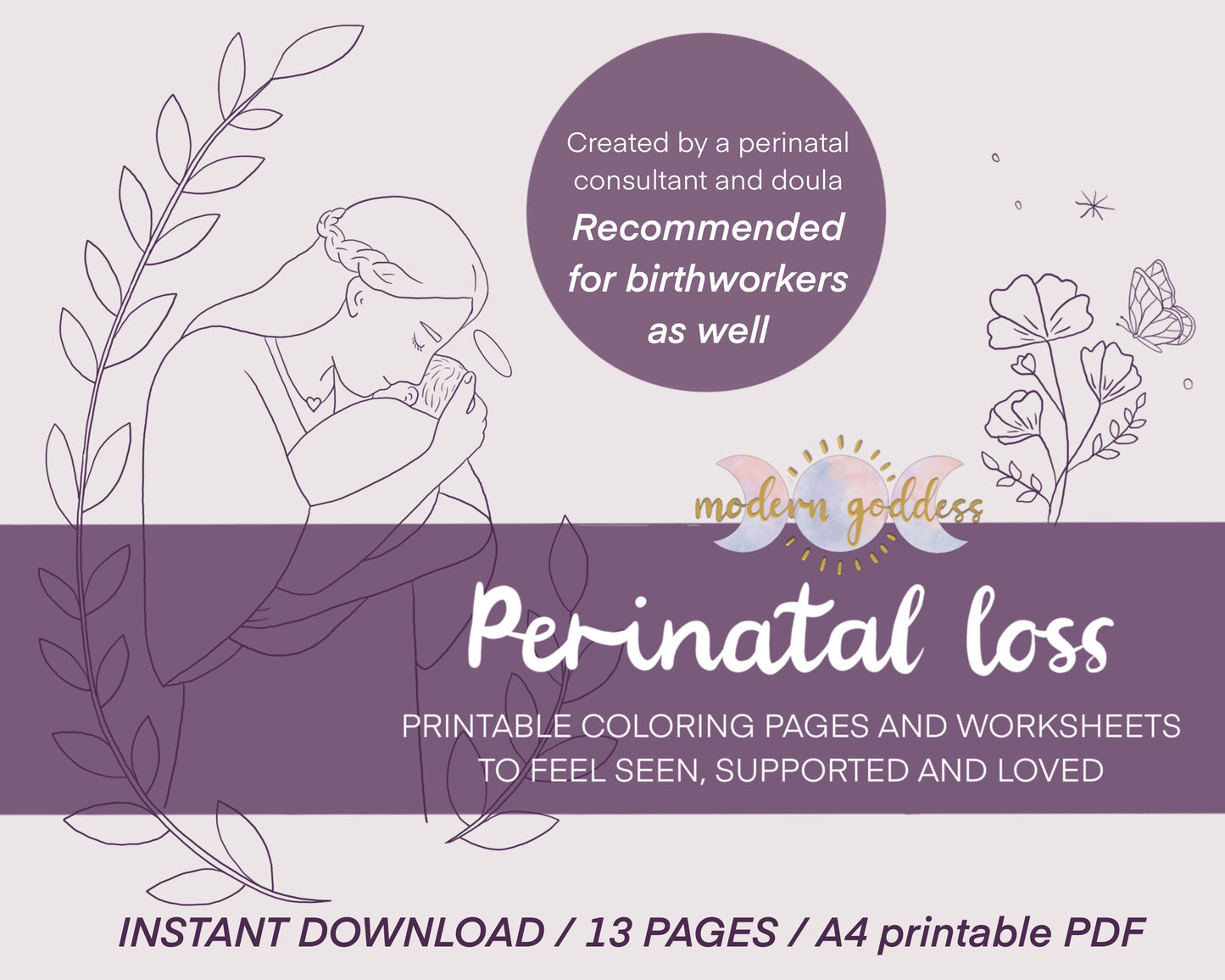 Perinatal Loss - printable coloring pages and worksheets to feel seen, supported and loved